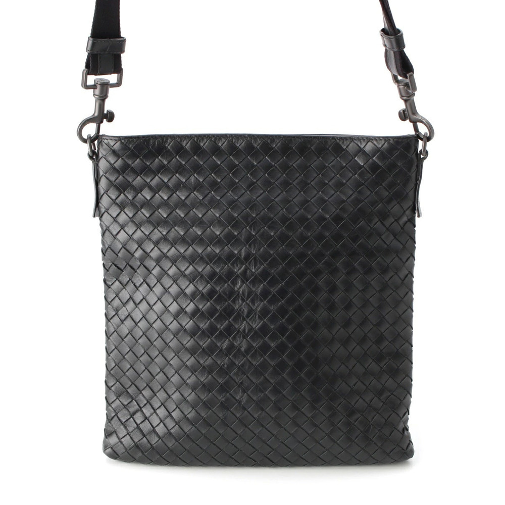 Bottega Veneta leather intrecciato shoulder bag black